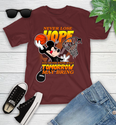 San Antonio Spurs NBA Basketball Mickey Disney Never Lose Hope Youth T-Shirt 14