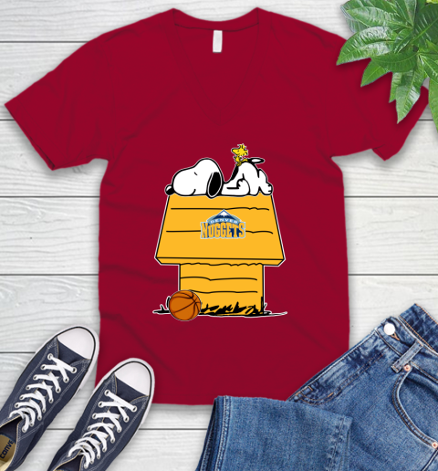 Denver Nuggets NBA Basketball Snoopy Woodstock The Peanuts Movie V-Neck T-Shirt 8