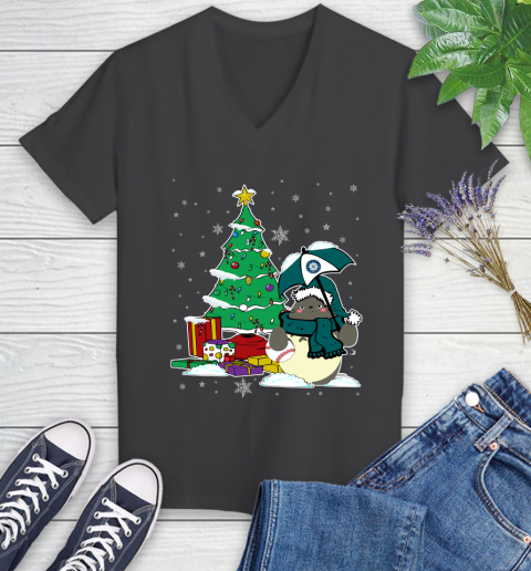 St.Louis Cardinals MLB Baseball Cute Tonari No Totoro Christmas Sports (2) Women's V-Neck T-Shirt 8