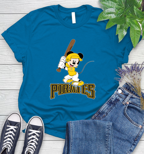 MLB Baseball Pittsburgh Pirates Cheerful Mickey Mouse Shirt Women's T-Shirt 8