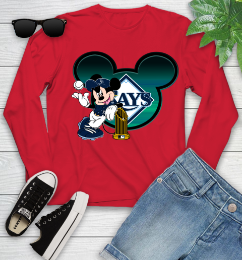 MLB Tampa Bay Rays The Commissioner's Trophy Mickey Mouse Disney Youth Long Sleeve 11