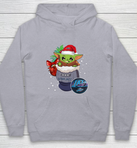 Utah Jazz Christmas Baby Yoda Star Wars Funny Happy NBA Youth Hoodie 5