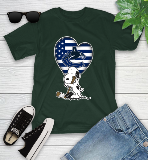 Vancouver Canucks NHL Hockey The Peanuts Movie Adorable Snoopy Youth T-Shirt 5