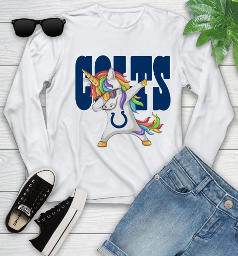 Indianapolis Colts NFL Football Funny Unicorn Dabbing Sports Youth Long Sleeve