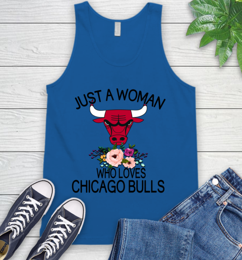 NBA Just A Woman Who Loves Chicago Bulls Basketball Sports Tank Top 3