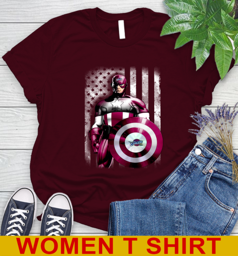 Cleveland Cavaliers NBA Basketball Captain America Marvel Avengers American Flag Shirt Women's T-Shirt 6