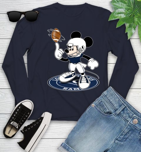 NFL Football Los Angeles Rams Cheerful Mickey Disney Shirt Youth Long Sleeve 3