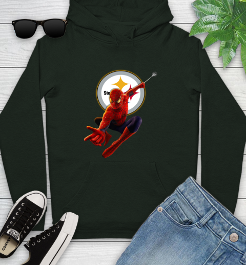 NFL Spider Man Avengers Endgame Football Pittsburgh Steelers Youth Hoodie 13