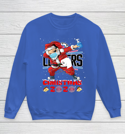 LA Clippers Funny Santa Claus Dabbing Christmas 2020 NBA Youth Sweatshirt 6