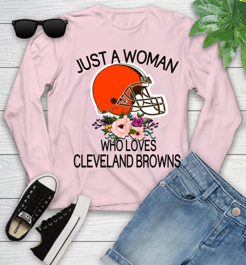 NFL Just A Woman Who Loves Cleveland Browns Football Sports Youth Long Sleeve 7