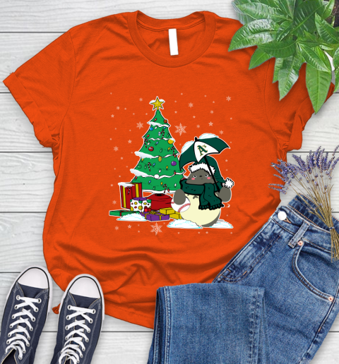 Oakland Athletics MLB Baseball Cute Tonari No Totoro Christmas Sports Women's T-Shirt 3