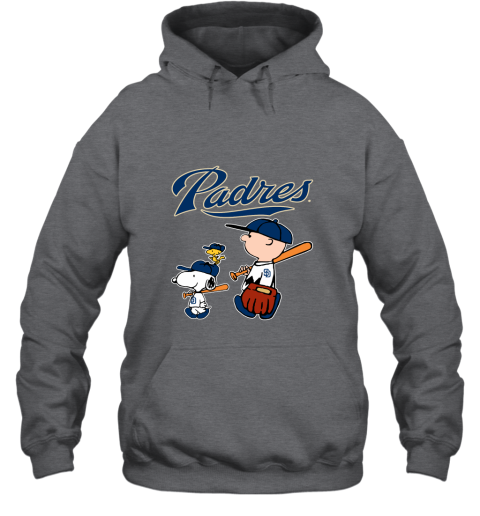 lpqe san diego padres lets play baseball together snoopy mlb shirt hoodie 23 front dark heather