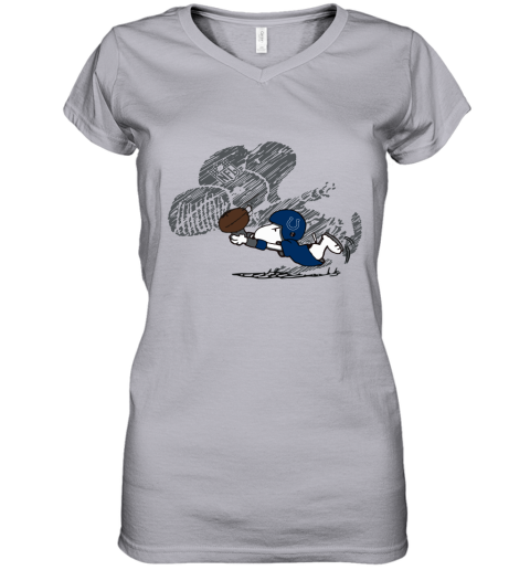Indianapolis Colts Snoopy Plays The Football Game Women's V-Neck T-Shirt