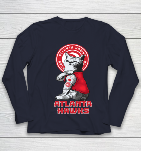 NBA Basketball My Cat Loves Atlanta Hawks Youth Long Sleeve 2