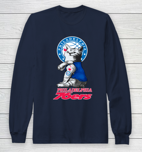 NBA Basketball My Cat Loves Philadelphia 76ers Long Sleeve T-Shirt 2