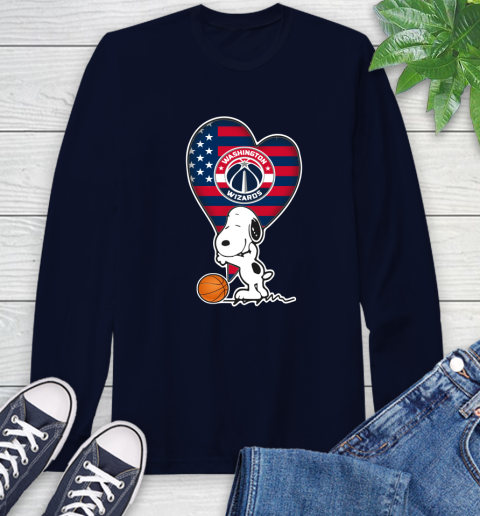 Washington Wizards NBA Basketball The Peanuts Movie Adorable Snoopy Long Sleeve T-Shirt 4