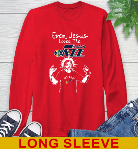 Utah Jazz NBA Basketball Even Jesus Loves The Jazz Shirt Long Sleeve T-Shirt 12