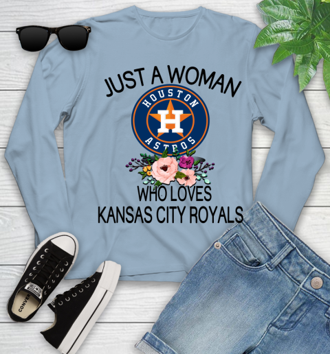 MLB Just A Woman Who Loves Kansas City Royals Baseball Sports Youth Long Sleeve 6