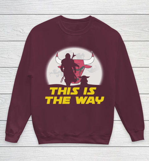 Chicago Bulls NBA Basketball Star Wars Yoda And Mandalorian This Is The Way Youth Sweatshirt 4