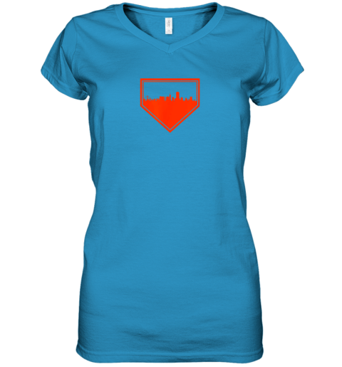 2out san francisco baseball home plate vintage sf skyline women v neck t shirt 39 front sapphire