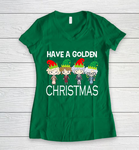 Golden Girls Lovers Gift T shirt Have A Golden Christmas Vintage Women's V-Neck T-Shirt 3