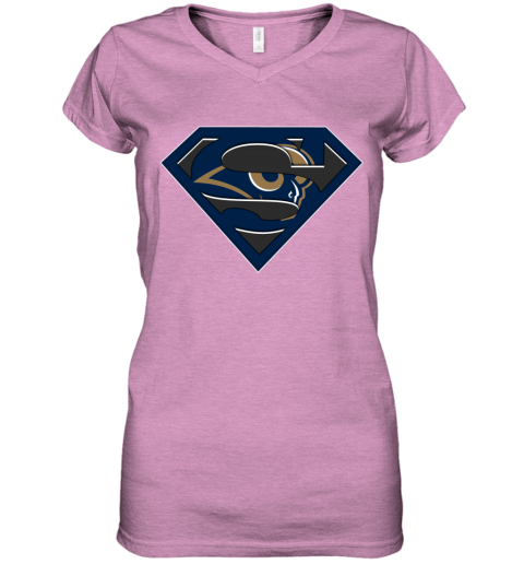 NFL Los Angeles Rams LOGO Superman s5wn nfl los angeles ramslogo superman women v neck t shirt 39 front heather radiant orchid