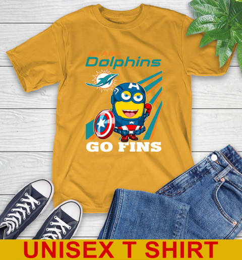 NFL Football Miami Dolphins Captain America Marvel Avengers Minion Shirt T-Shirt 2