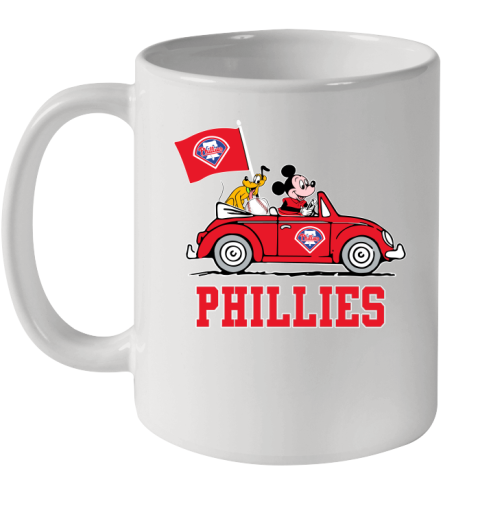 MLB Baseball Philadelphia Phillies Pluto Mickey Driving Disney Shirt Ceramic Mug 11oz