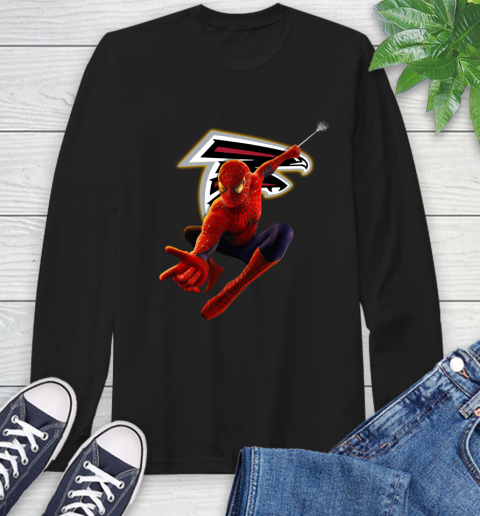 NFL Spider Man Avengers Endgame Football Atlanta Falcons Long Sleeve T-Shirt 2