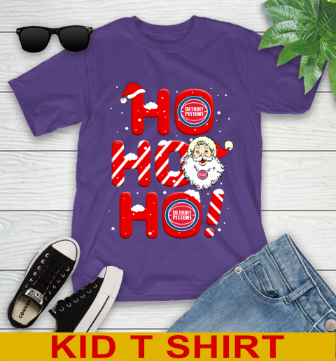 Detroit Pistons NBA Basketball Ho Ho Ho Santa Claus Merry Christmas Shirt Youth T-Shirt 3