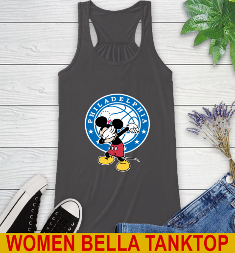 Philadelphia 76ers NBA Basketball Dabbing Mickey Disney Sports Racerback Tank 12