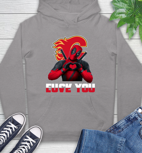 NHL Calgary Flames Deadpool Love You Fuck You Hockey Sports Hoodie 6