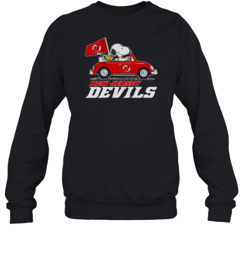 2024 Snoopy and Woodstock riding cars New Jersey Devils Sweatshirt