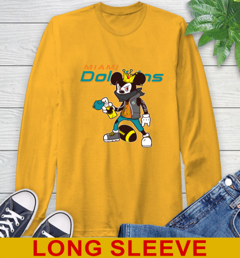 Miami Dolphins NFL Football Mickey Peace Sign Sports Long Sleeve T-Shirt 3