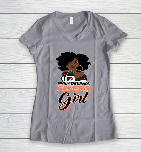 Philadelphia Flyers Girl NHL Women's V-Neck T-Shirt 4
