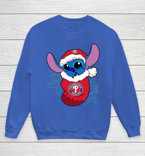 Philadelphia Phillies Christmas Stitch In The Sock Funny Disney MLB Youth Sweatshirt 8