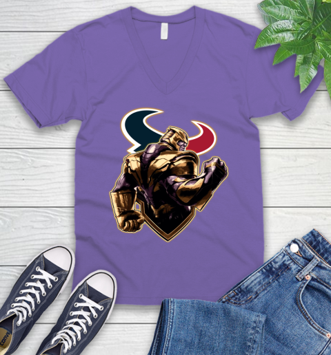 NFL Thanos Avengers Endgame Football Sports Houston Texans V-Neck T-Shirt 9