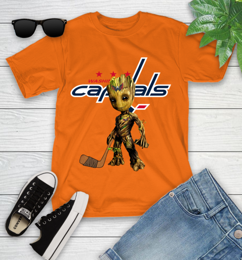 Washington Capitals NHL Hockey Groot Marvel Guardians Of The Galaxy Youth T-Shirt 7