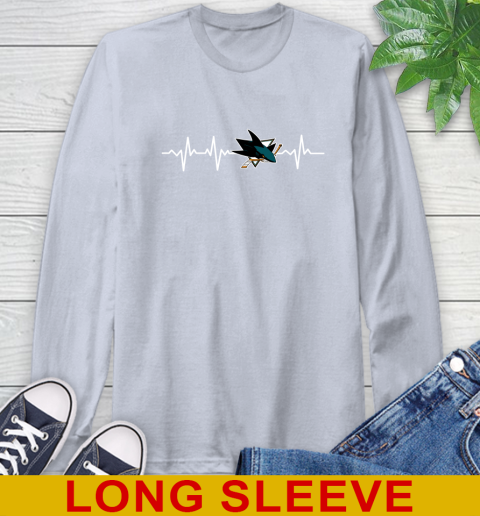 San Jose Sharks NHL Hockey Heart Beat Shirt Long Sleeve T-Shirt 6