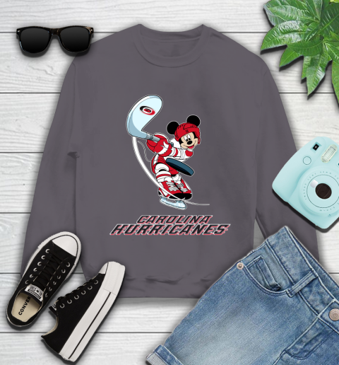 NHL Hockey Carolina Hurricanes Cheerful Mickey Mouse Shirt Youth Sweatshirt 5