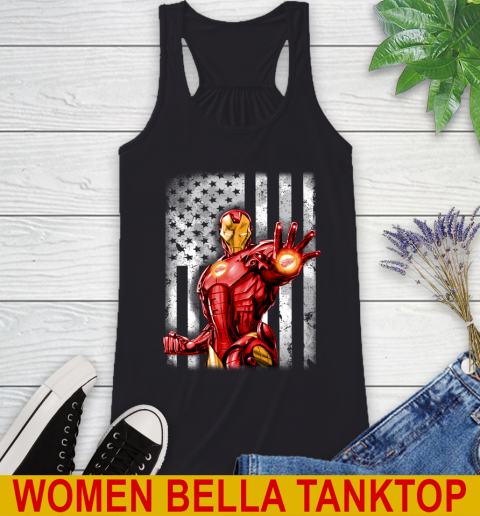 Detroit Red Wings NHL Hockey Iron Man Avengers American Flag Shirt Racerback Tank