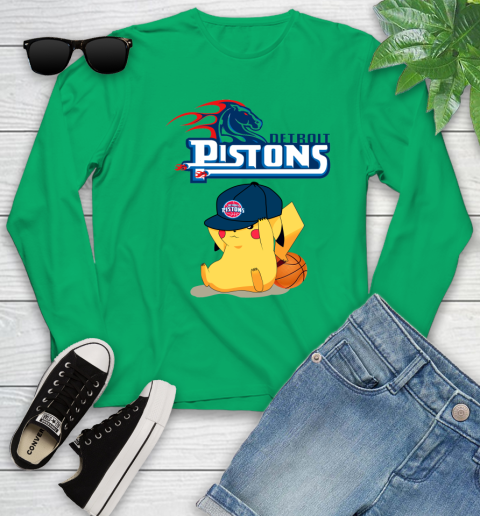 NBA Pikachu Basketball Sports Detroit Pistons Youth Long Sleeve 6
