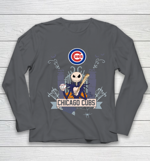 MLB Chicago Cubs Baseball Jack Skellington Halloween Youth Long Sleeve 6