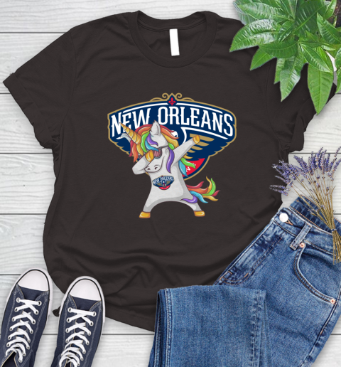 New Orleans Pelicans NBA Basketball Funny Unicorn Dabbing Sports Women's T-Shirt 8