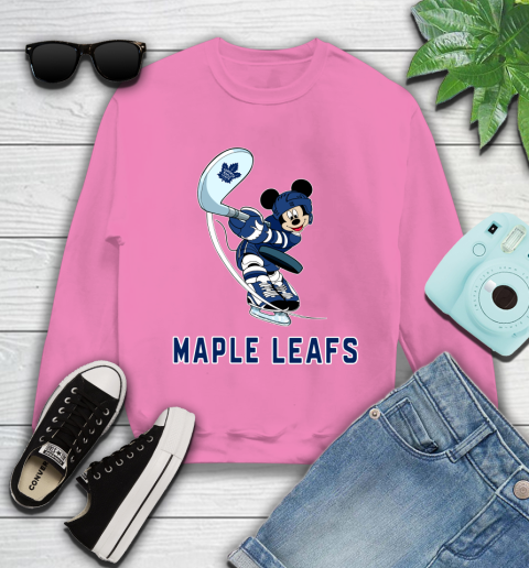 NHL Hockey Toronto Maple Leafs Cheerful Mickey Mouse Shirt Youth Sweatshirt 6