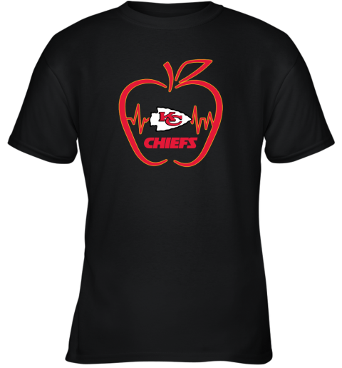 Apple Heartbeat Teacher Symbol Kansas city chiefs Youth T-Shirt