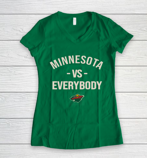 Minnesota Wild Vs Everybody Women's V-Neck T-Shirt 3