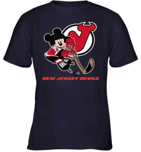 NHL New Jersey Devils Mickey Mouse Disney Hockey T Shirt Youth