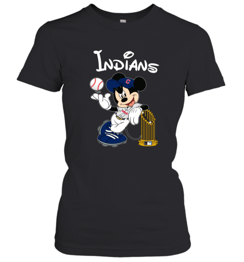 Cleveland Indians Mickey Taking The Trophy MLB 2018 Women's T-Shirt