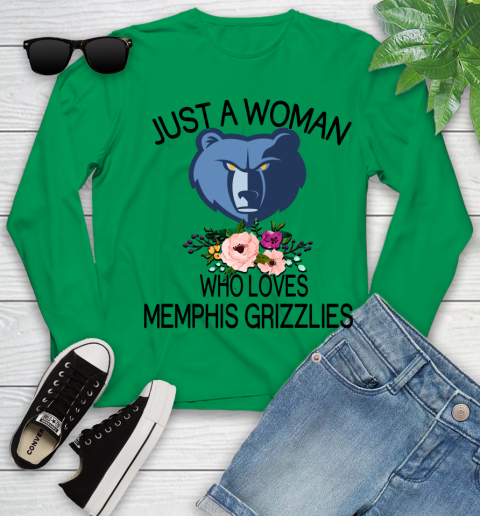 NBA Just A Woman Who Loves Memphis Grizzlies Basketball Sports Youth Long Sleeve 4